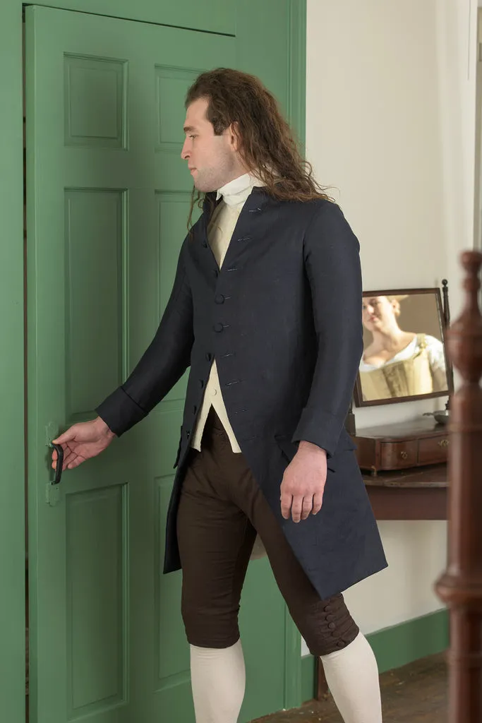 1770's Linen Frock Coat - Short Collar | Navy