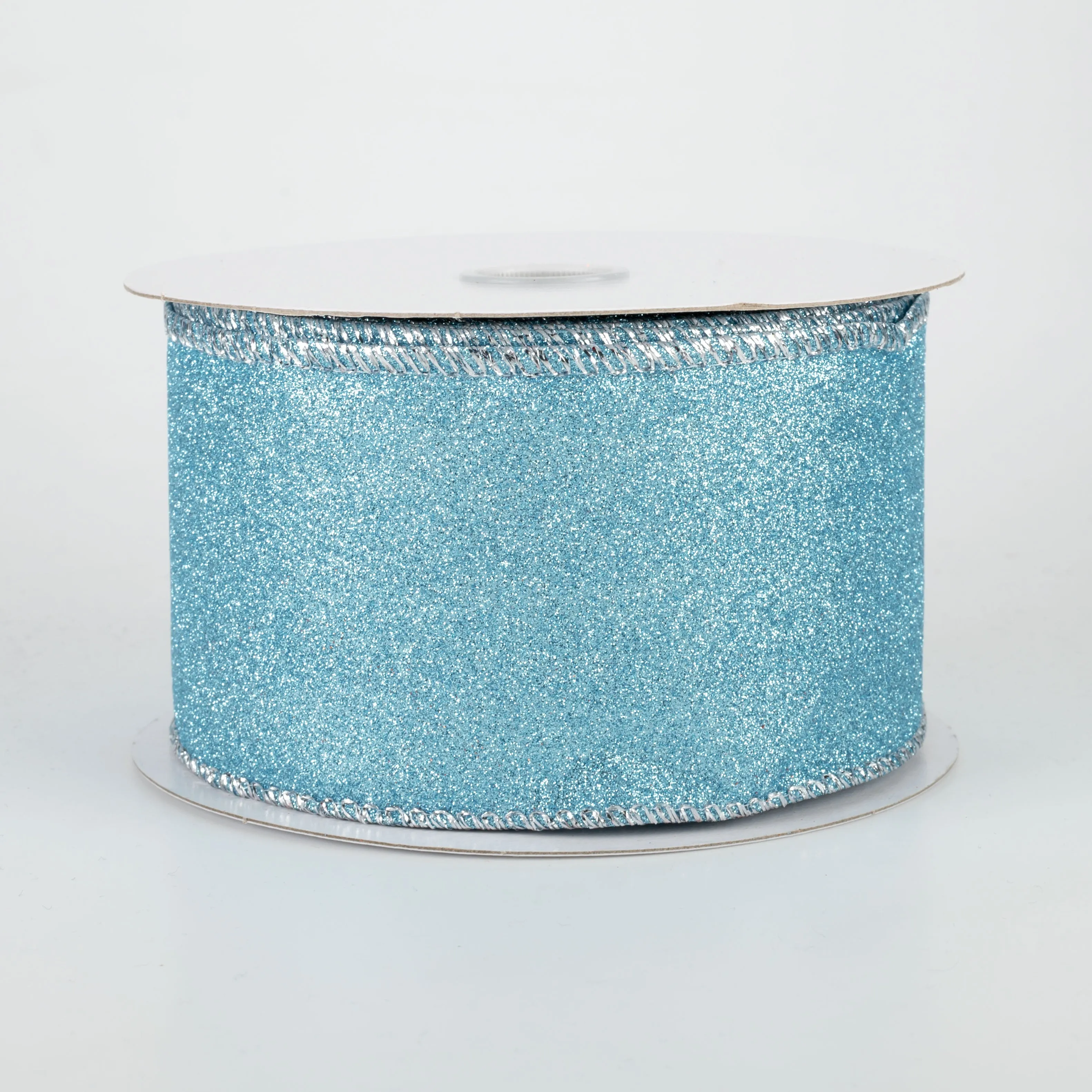 2.5" Lustrous Glitter Ribbon: Ice Blue (10 Yards)