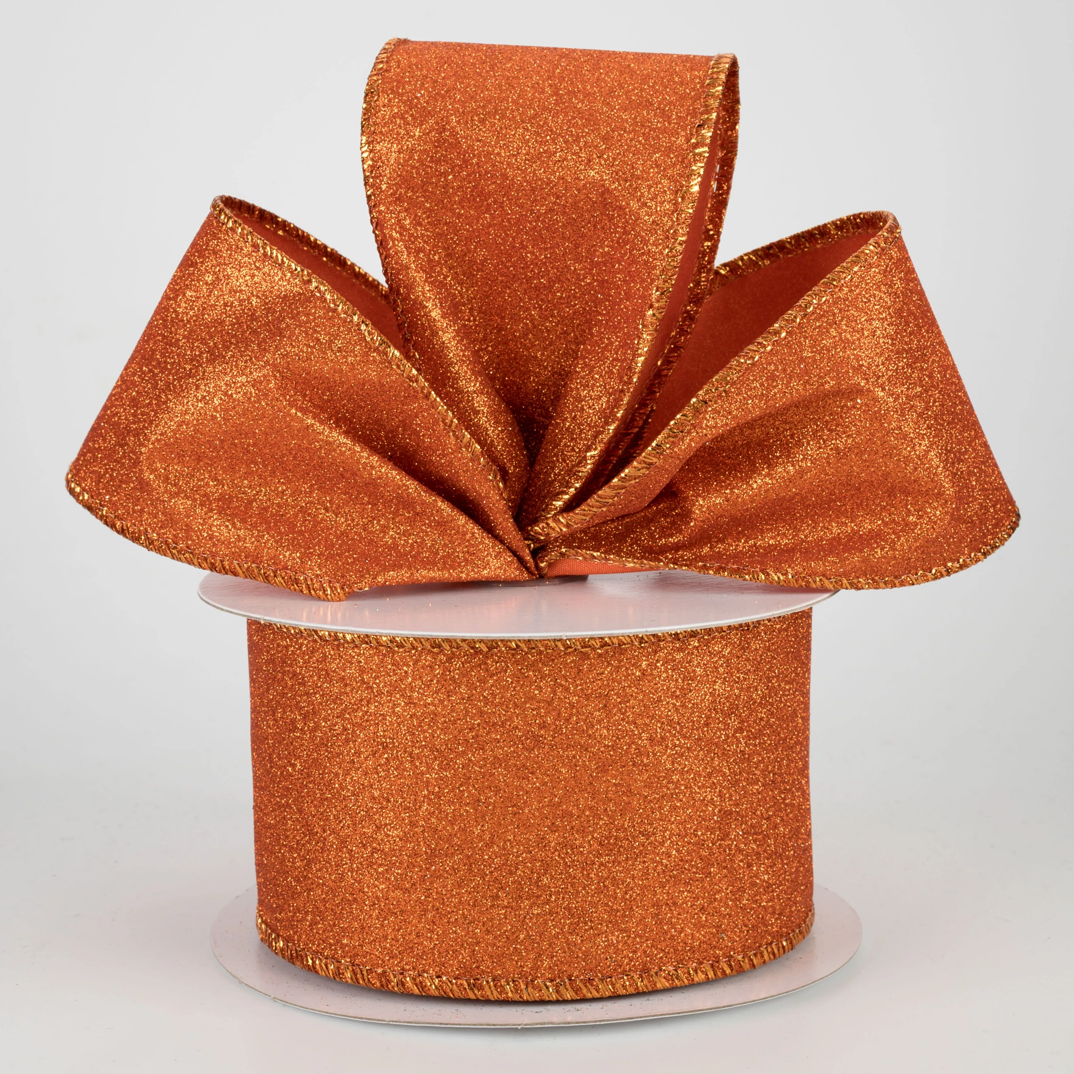 2.5" Lustrous Glitter Ribbon: Orange (10 Yards)