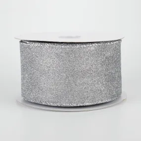 2.5" Lustrous Glitter Ribbon: Platinum Silver (10 Yards)