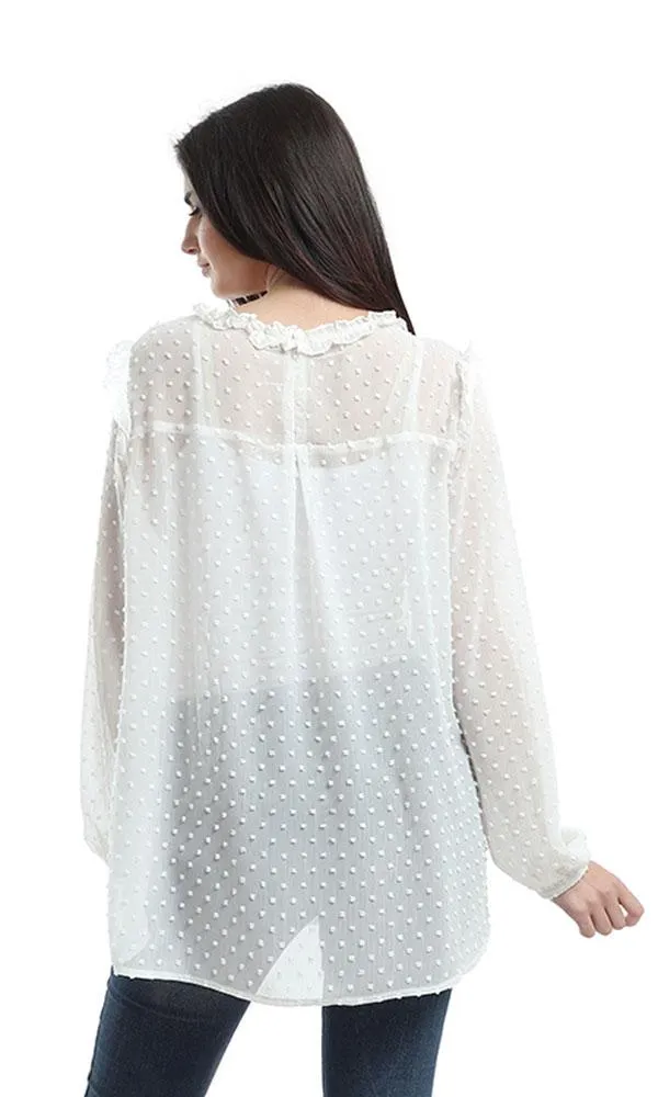 48420 Long Sleeves Elegant Blouse - White