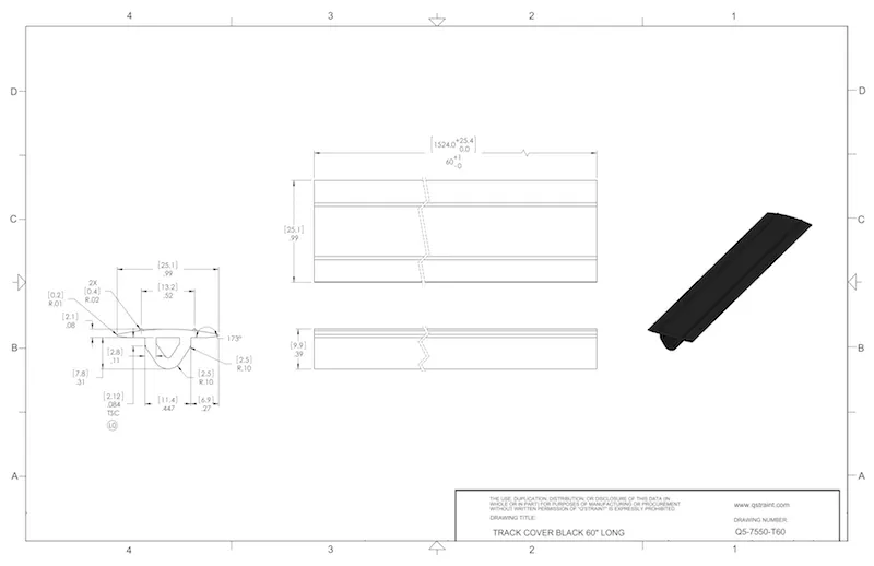 60" Extruded Press-In Track Cover | Q5-7550-T60