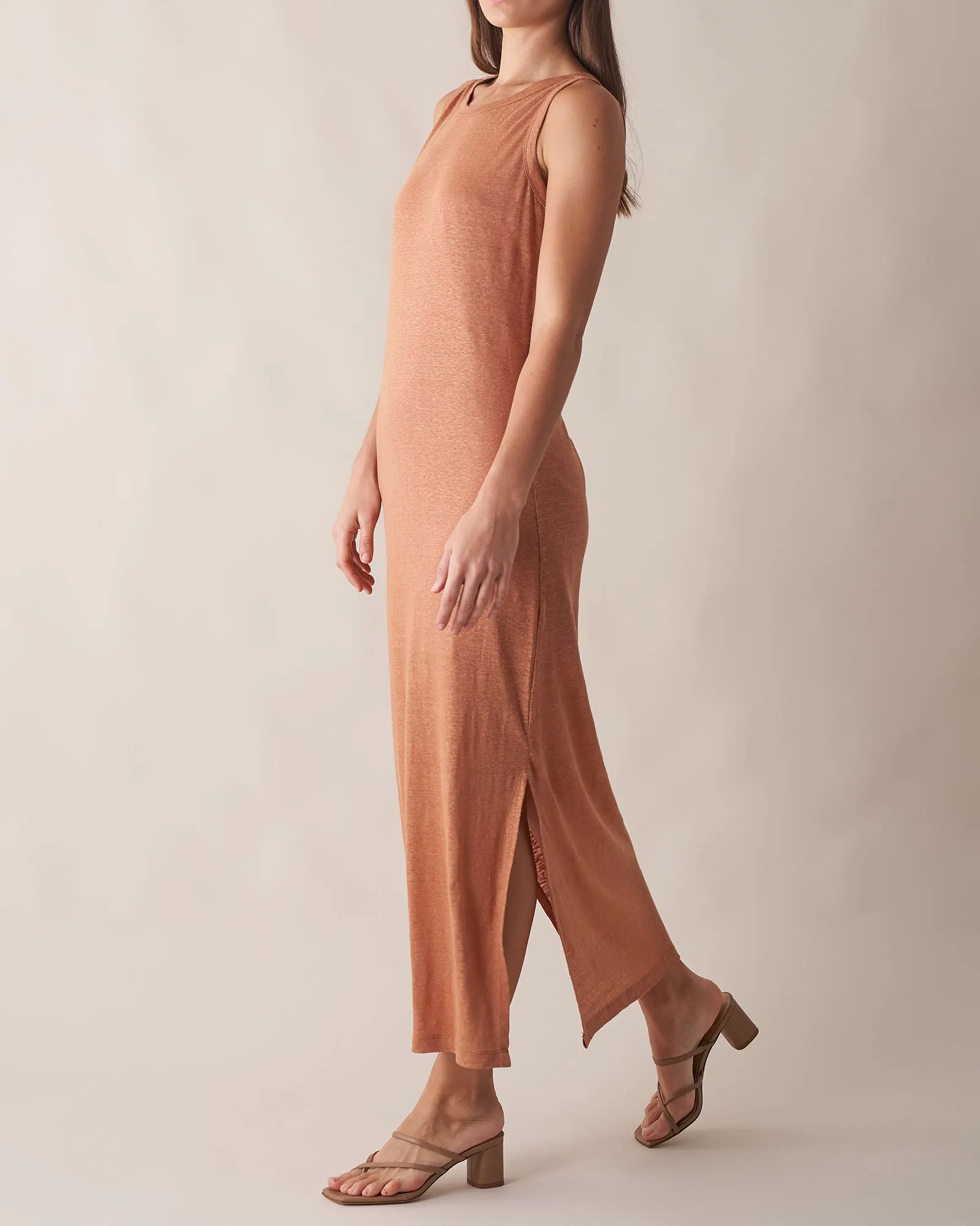 Aceline Linen Tank Dress - Rust