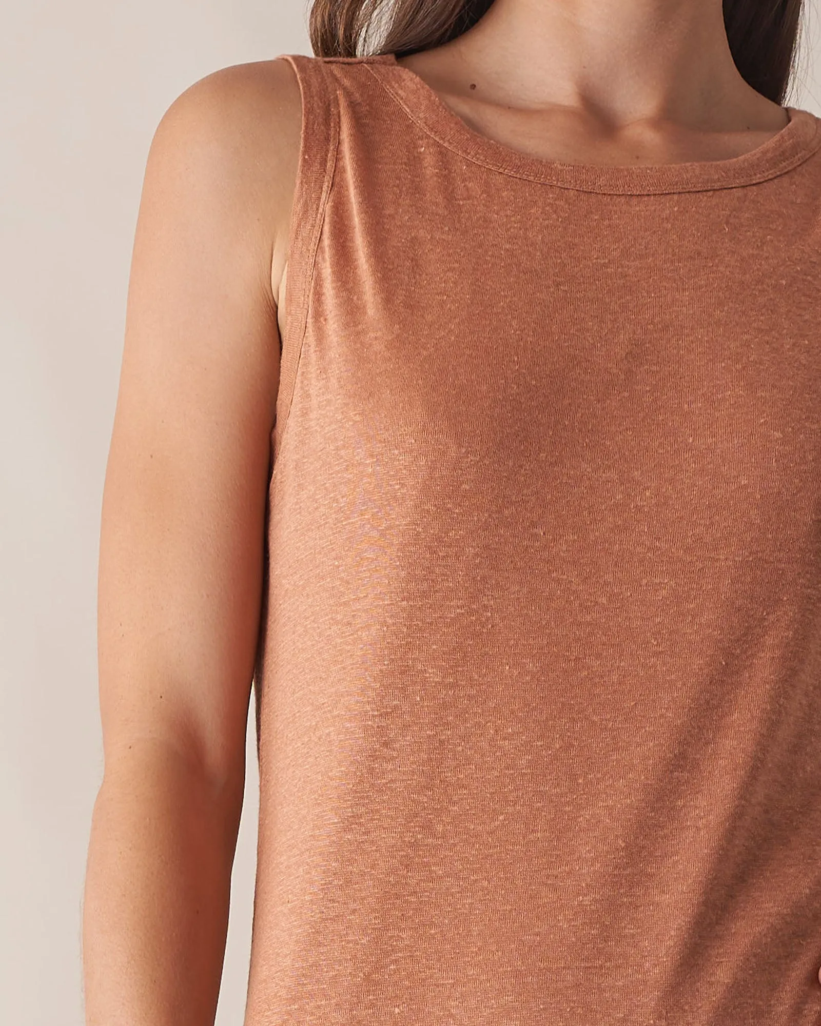 Aceline Linen Tank Dress - Rust