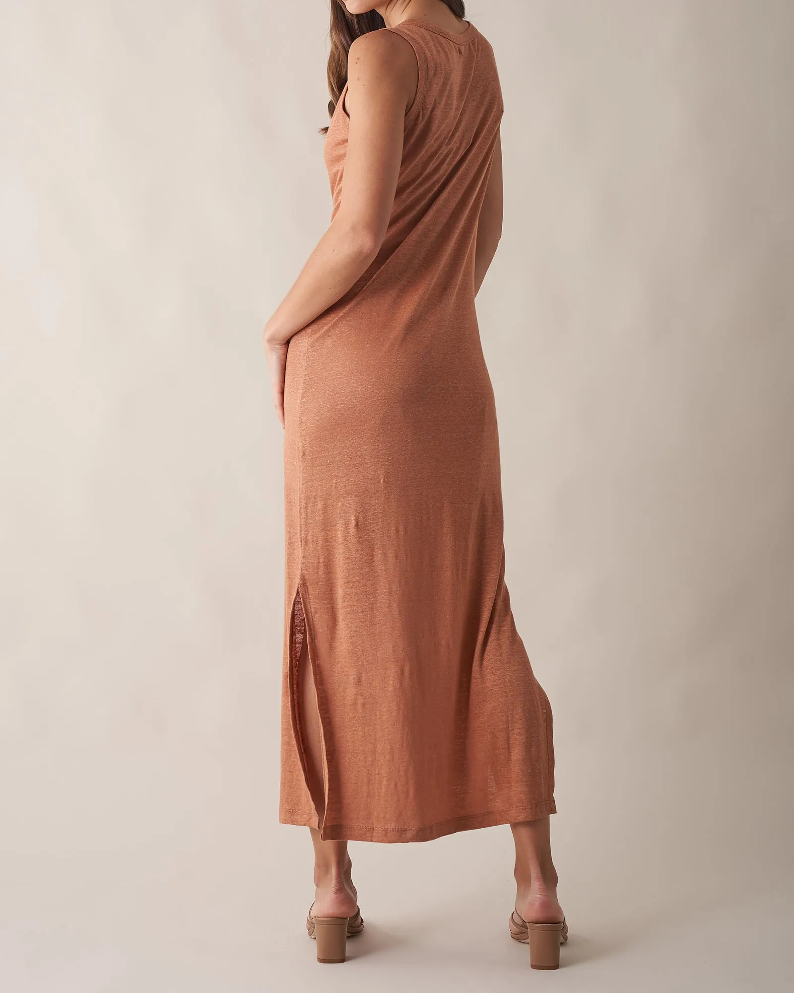 Aceline Linen Tank Dress - Rust