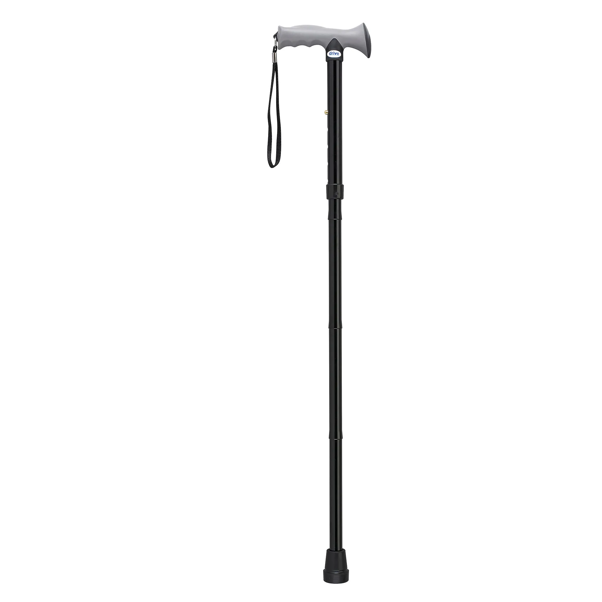 Adjustable Lightweight Folding Cane with Gel Hand Grip, Black