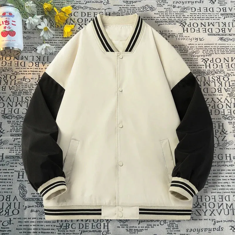 Aidase Man’s Varsity Baseball Jacket Retro Multi-coloured Bomber Jacket Preppy Style Streetwear Men Women Coat Loose Fit Outwear