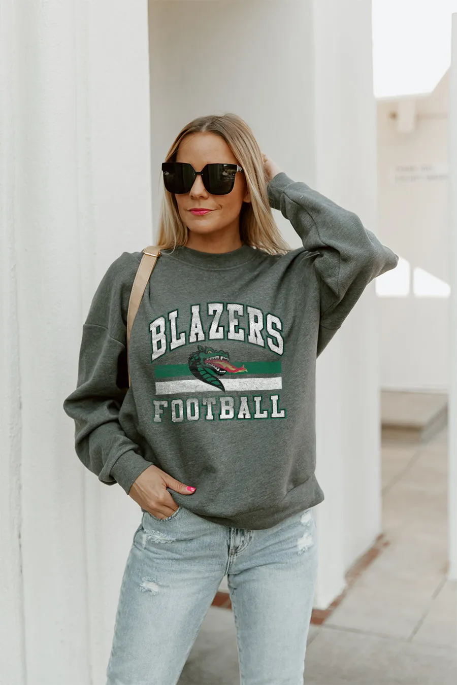 ALABAMA AT BIRMINGHAM BLAZERS PLAYMAKER PREMIUM FLEECE DROP SHOULDER CREWNECK PULLOVER