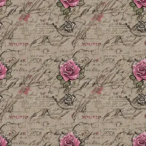 Antique Distressed Roses Fabric