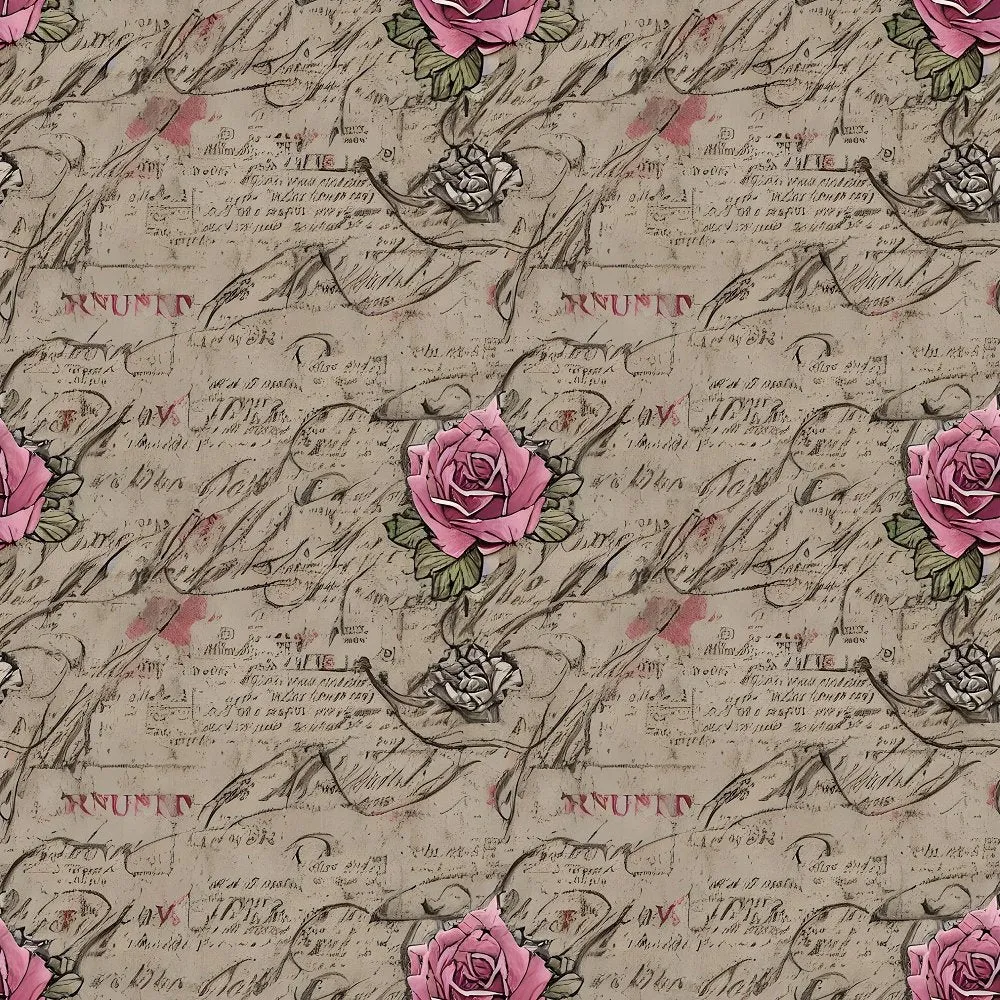 Antique Distressed Roses Fabric