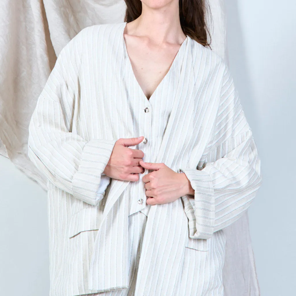 Bathrobe style blazer with stripes wholesale