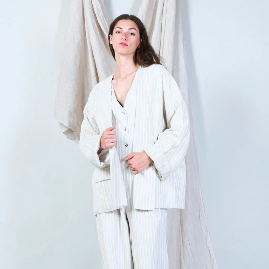 Bathrobe style blazer with stripes wholesale