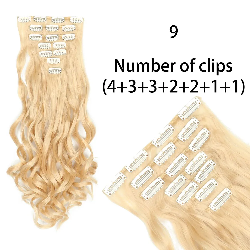 Beauty Long Straight Synthetic Hair 16 Clips 140G Extensions Clips