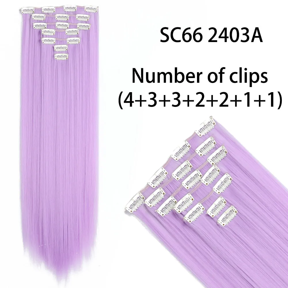 Beauty Long Straight Synthetic Hair 16 Clips 140G Extensions Clips