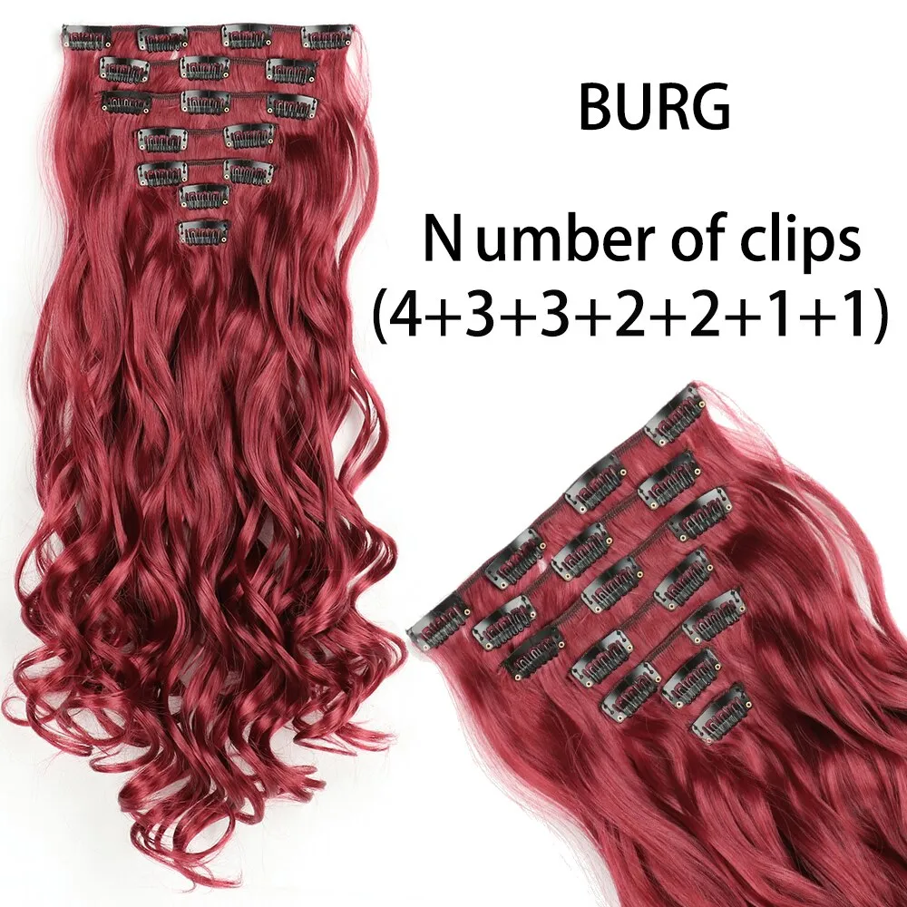 Beauty Long Straight Synthetic Hair 16 Clips 140G Extensions Clips