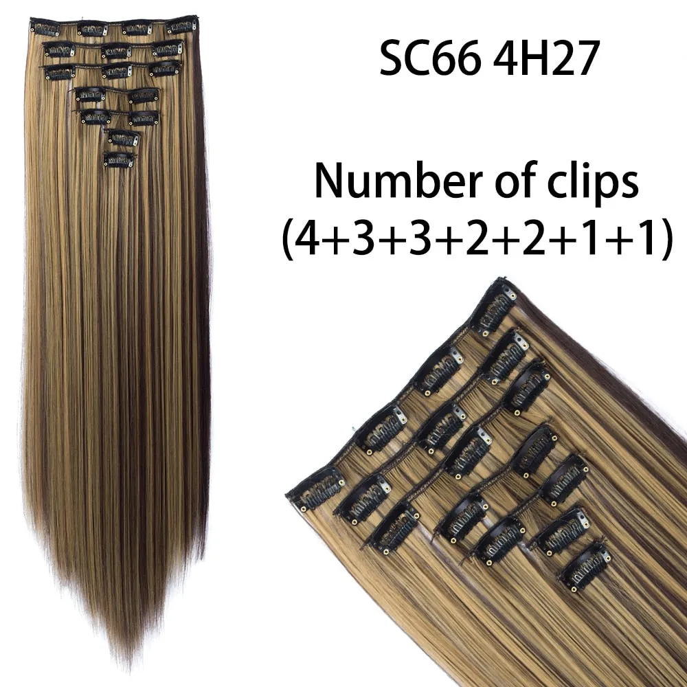 Beauty Long Straight Synthetic Hair 16 Clips 140G Extensions Clips