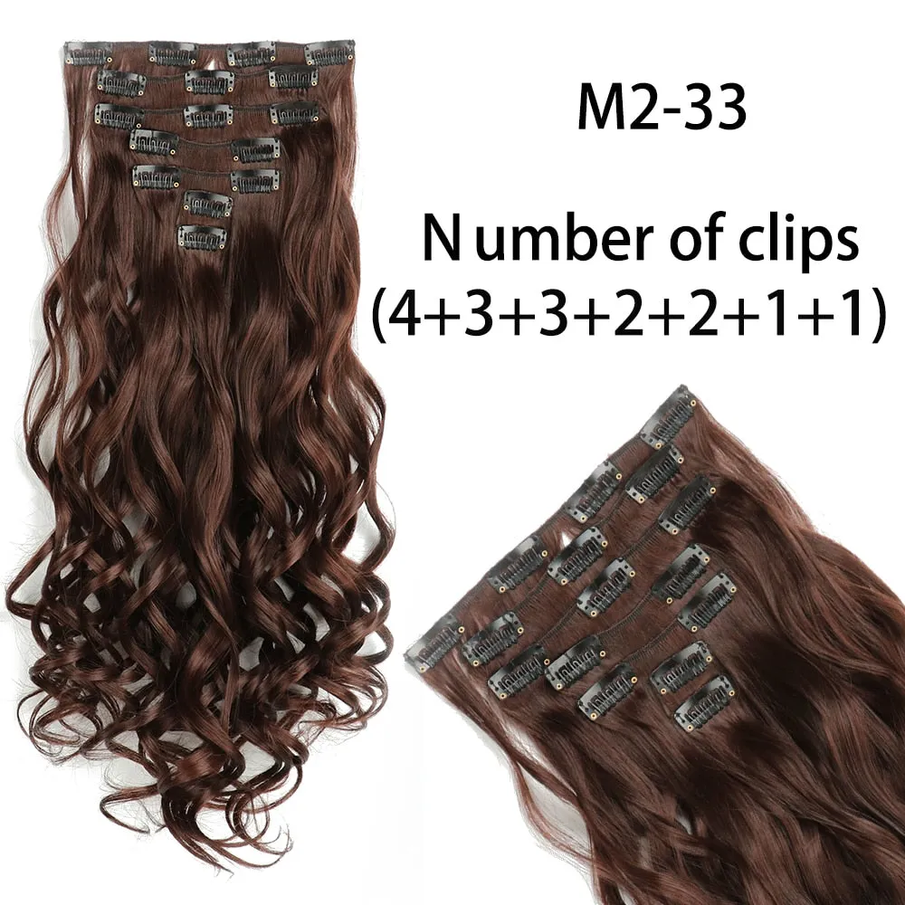 Beauty Long Straight Synthetic Hair 16 Clips 140G Extensions Clips