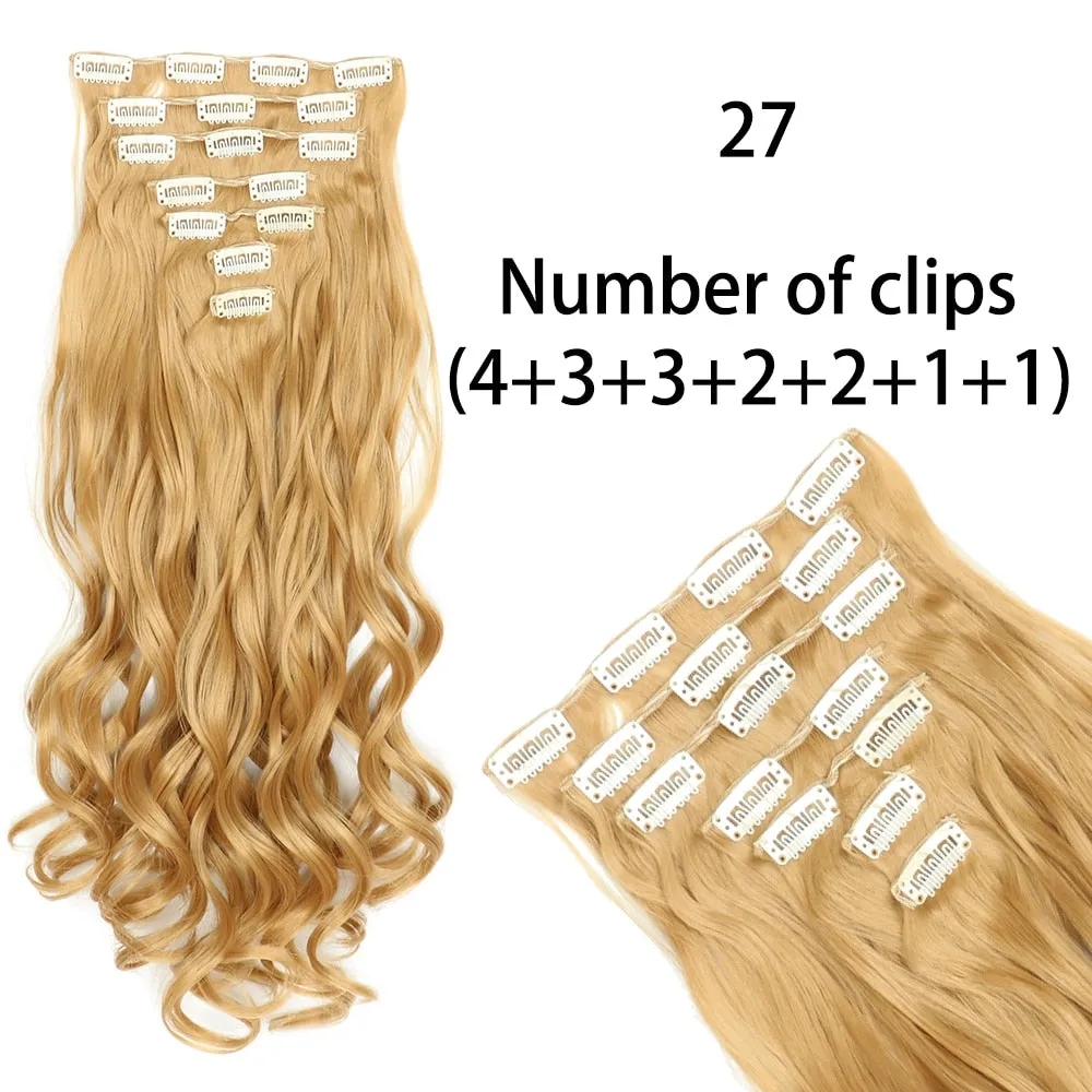 Beauty Long Straight Synthetic Hair 16 Clips 140G Extensions Clips