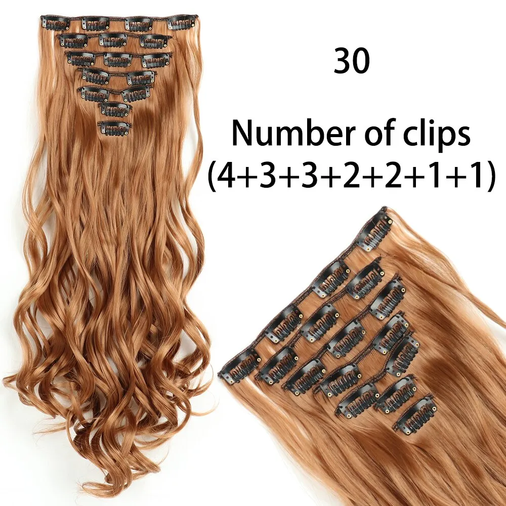 Beauty Long Straight Synthetic Hair 16 Clips 140G Extensions Clips