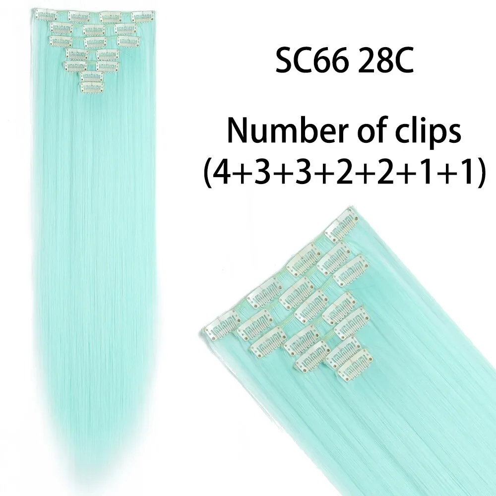 Beauty Long Straight Synthetic Hair 16 Clips 140G Extensions Clips