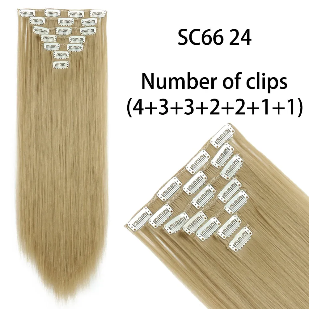 Beauty Long Straight Synthetic Hair 16 Clips 140G Extensions Clips