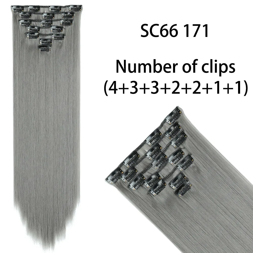 Beauty Long Straight Synthetic Hair 16 Clips 140G Extensions Clips