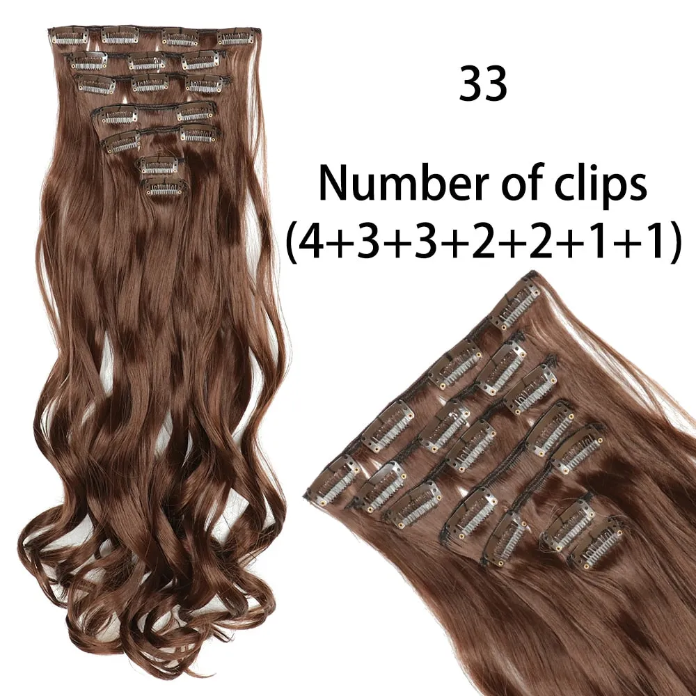 Beauty Long Straight Synthetic Hair 16 Clips 140G Extensions Clips