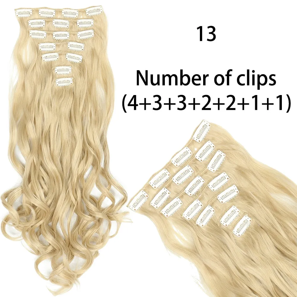 Beauty Long Straight Synthetic Hair 16 Clips 140G Extensions Clips