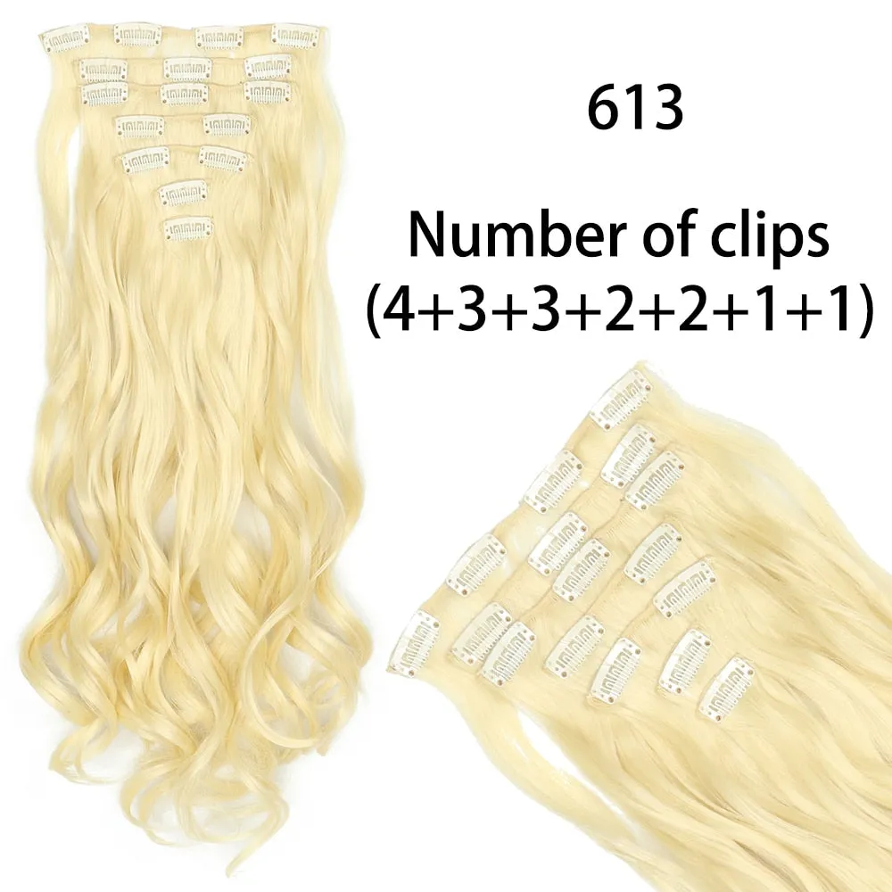 Beauty Long Straight Synthetic Hair 16 Clips 140G Extensions Clips