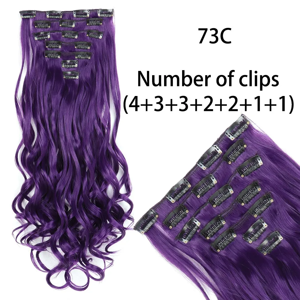 Beauty Long Straight Synthetic Hair 16 Clips 140G Extensions Clips