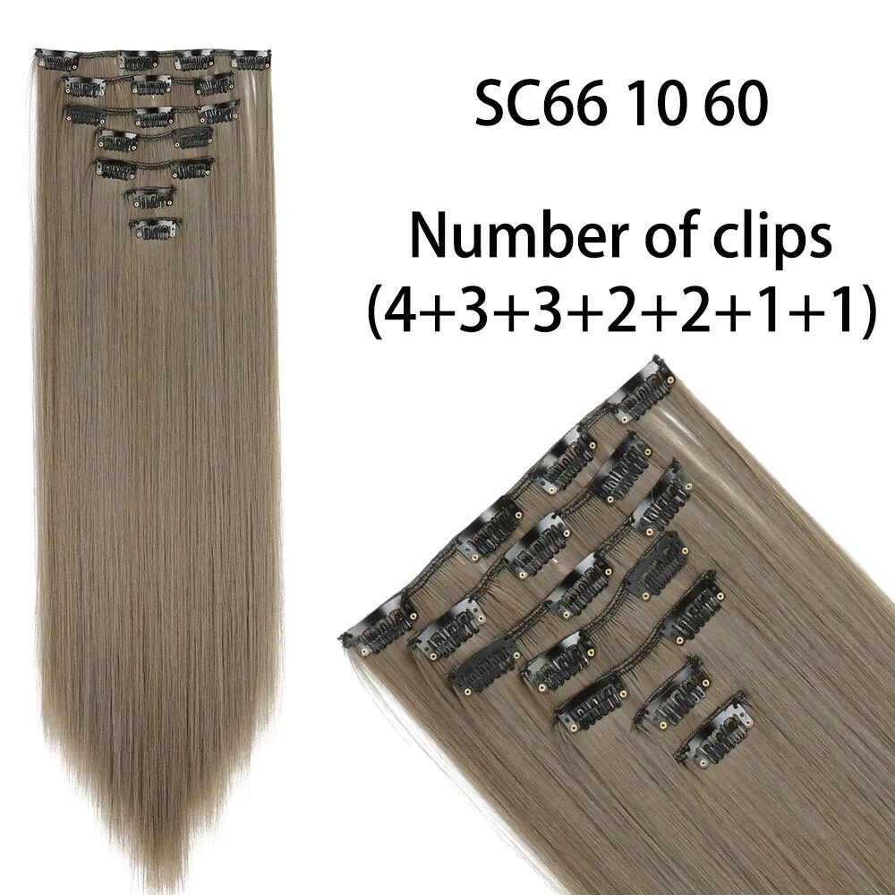 Beauty Long Straight Synthetic Hair 16 Clips 140G Extensions Clips