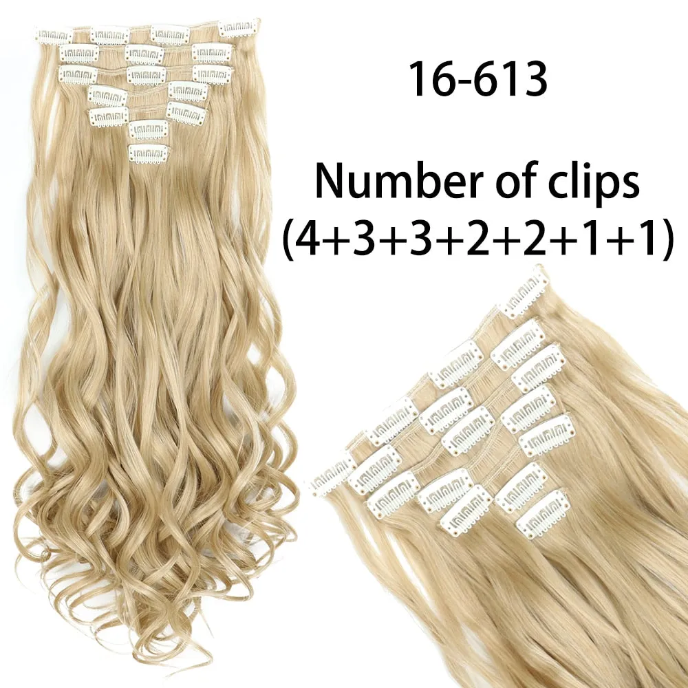 Beauty Long Straight Synthetic Hair 16 Clips 140G Extensions Clips