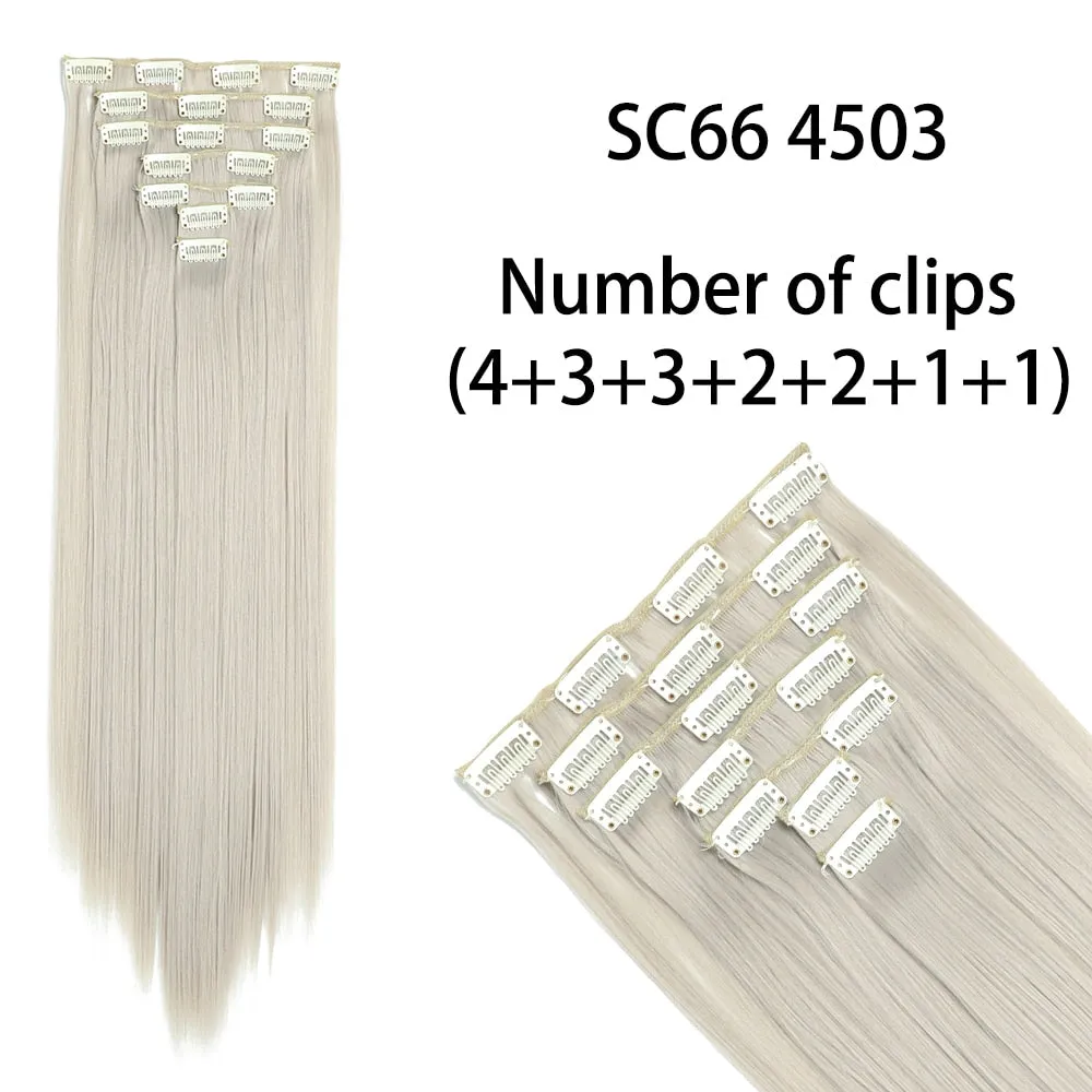 Beauty Long Straight Synthetic Hair 16 Clips 140G Extensions Clips