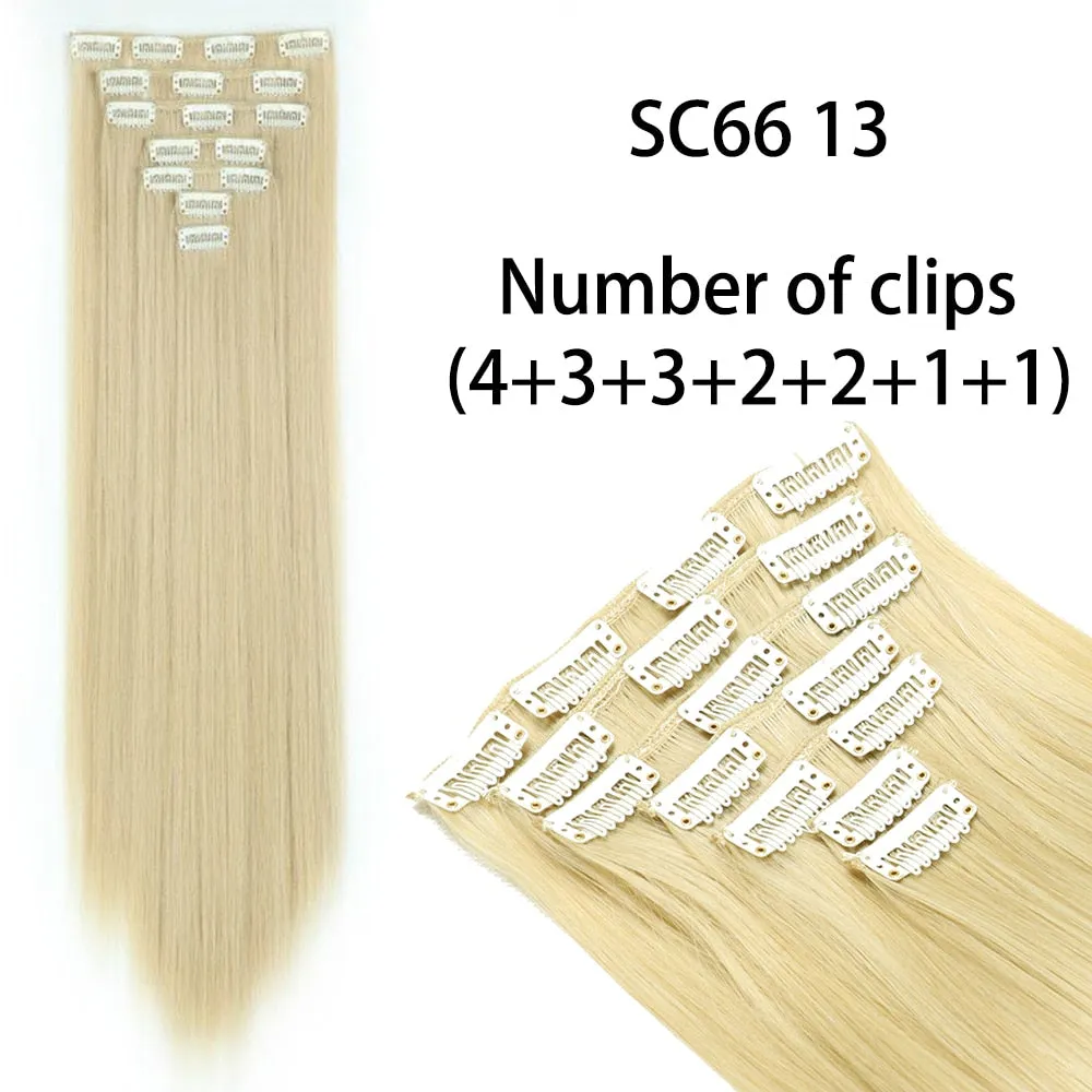 Beauty Long Straight Synthetic Hair 16 Clips 140G Extensions Clips