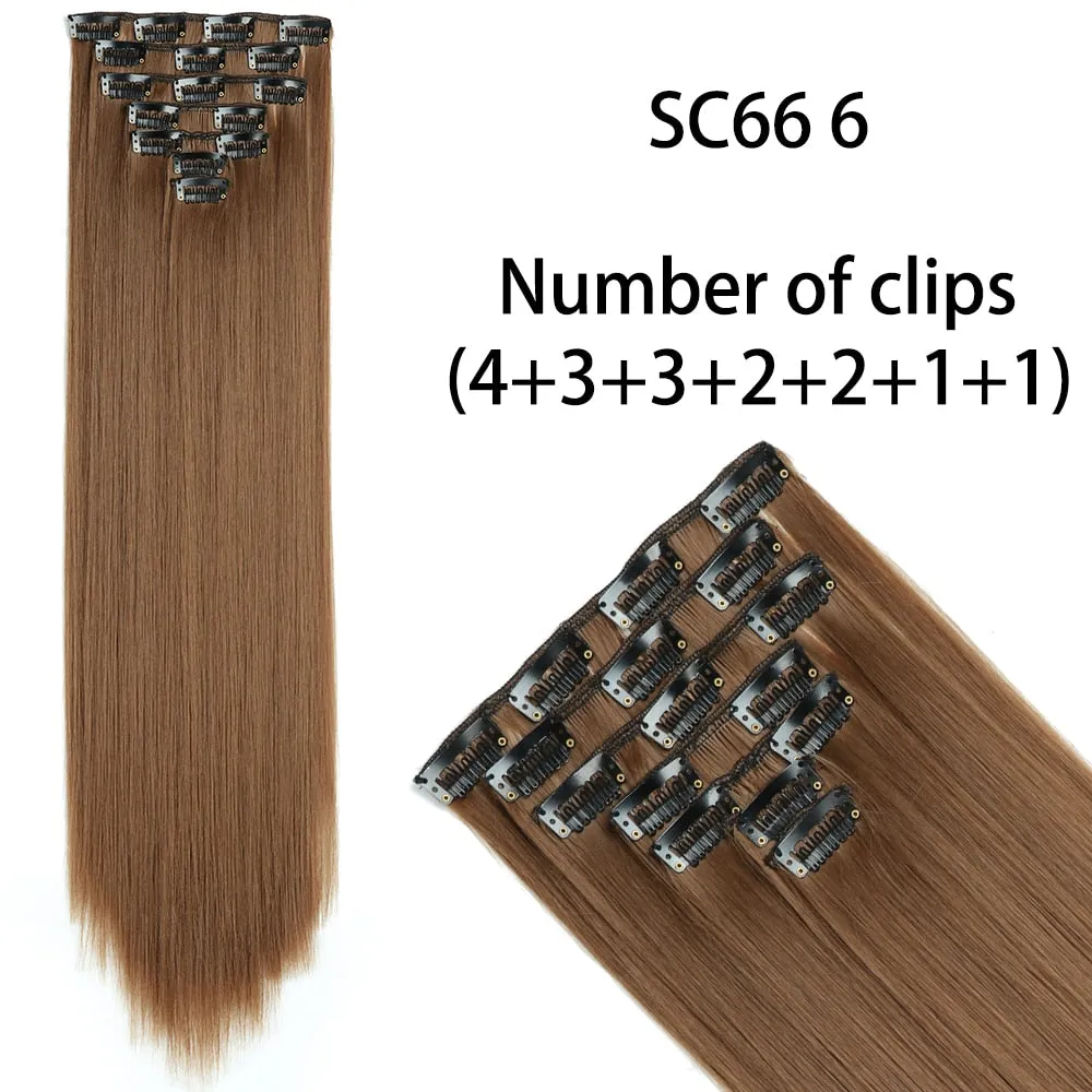 Beauty Long Straight Synthetic Hair 16 Clips 140G Extensions Clips