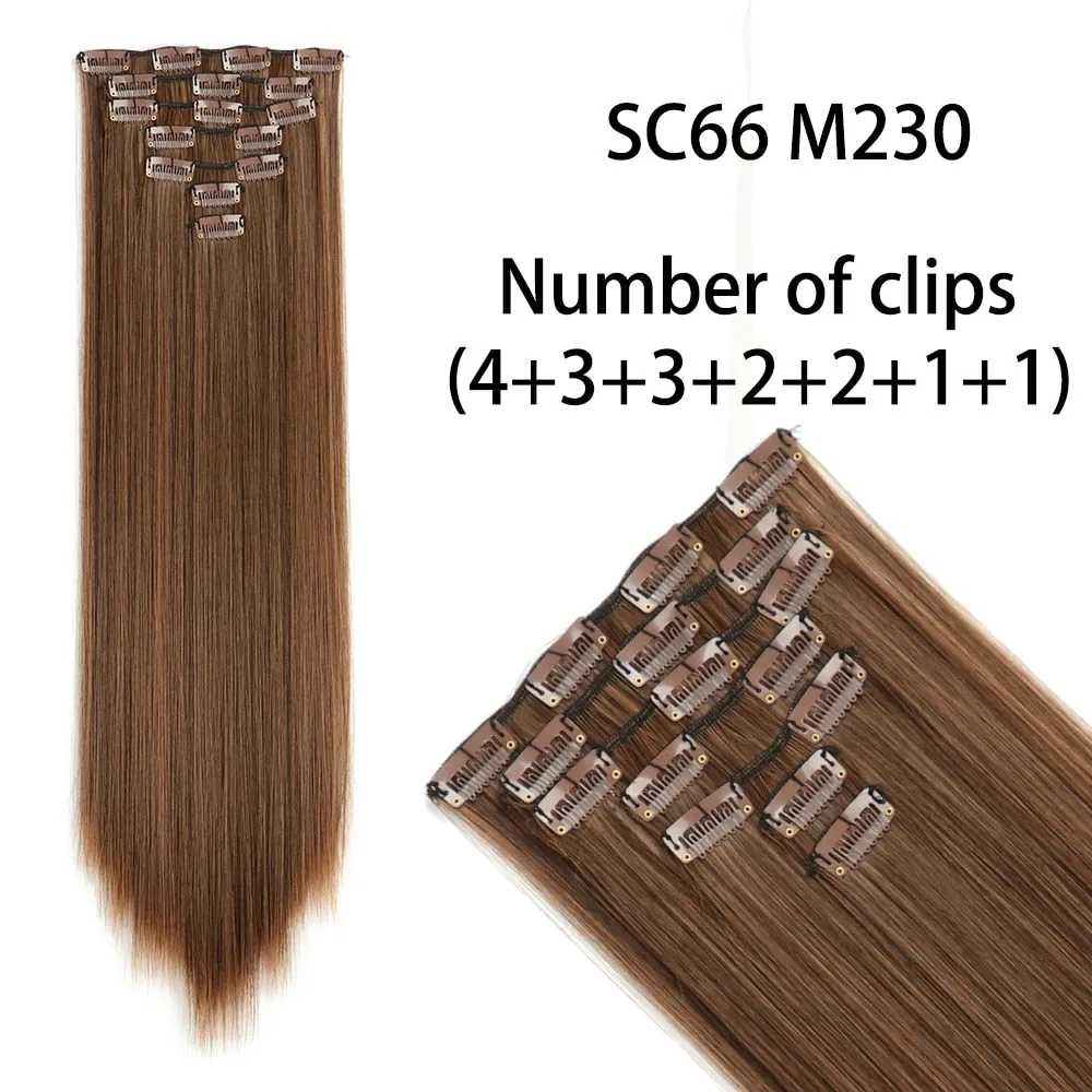 Beauty Long Straight Synthetic Hair 16 Clips 140G Extensions Clips