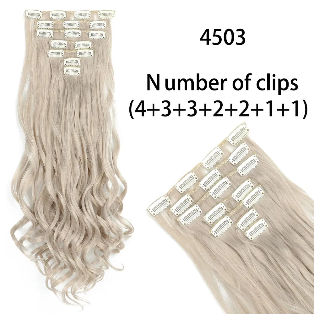 Beauty Long Straight Synthetic Hair 16 Clips 140G Extensions Clips