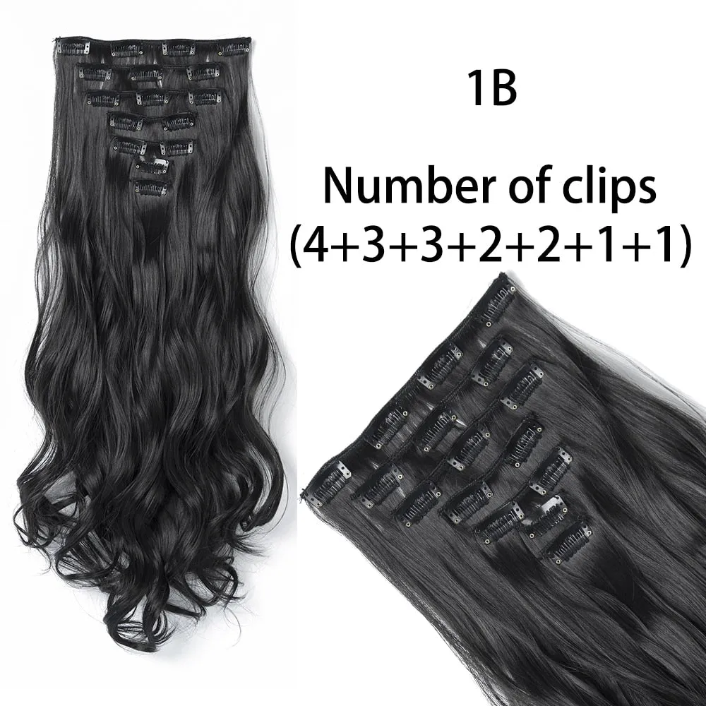 Beauty Long Straight Synthetic Hair 16 Clips 140G Extensions Clips