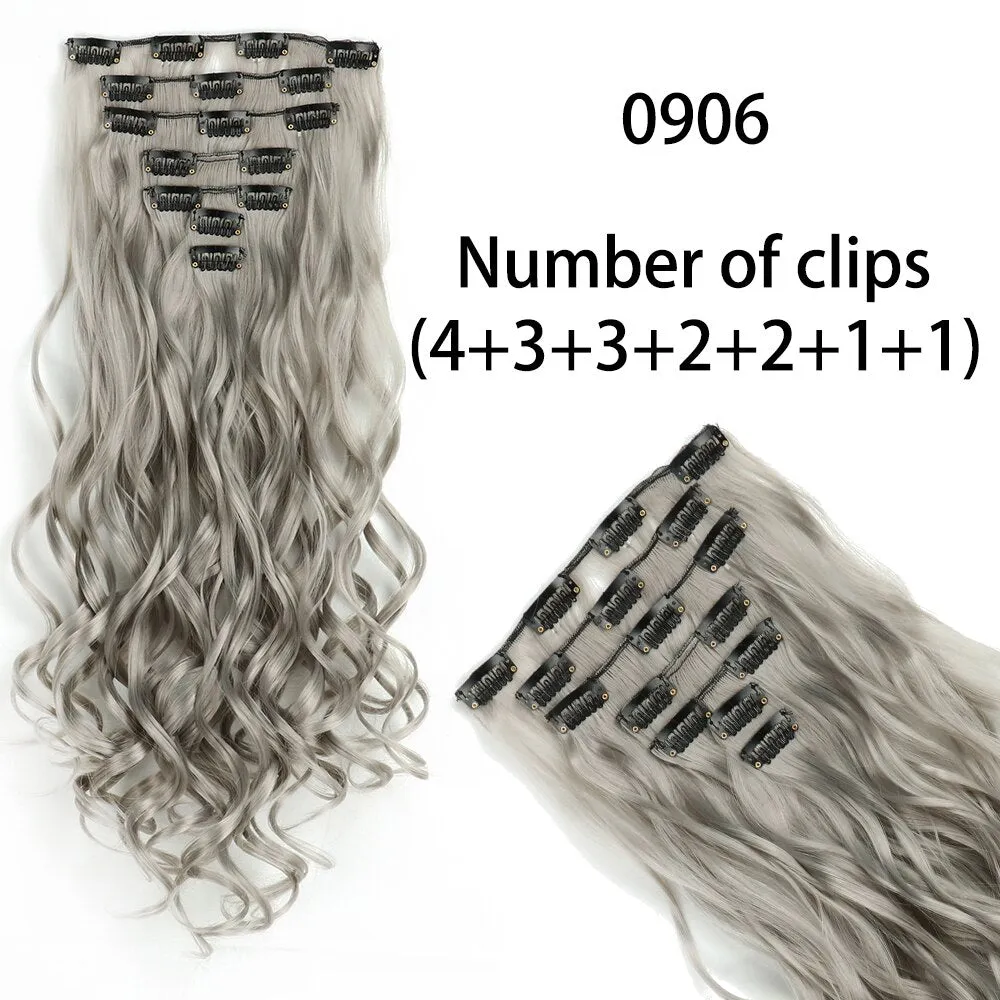 Beauty Long Straight Synthetic Hair 16 Clips 140G Extensions Clips