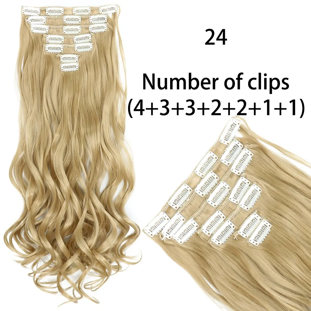 Beauty Long Straight Synthetic Hair 16 Clips 140G Extensions Clips