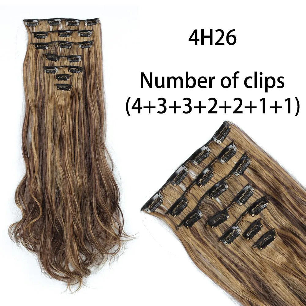 Beauty Long Straight Synthetic Hair 16 Clips 140G Extensions Clips