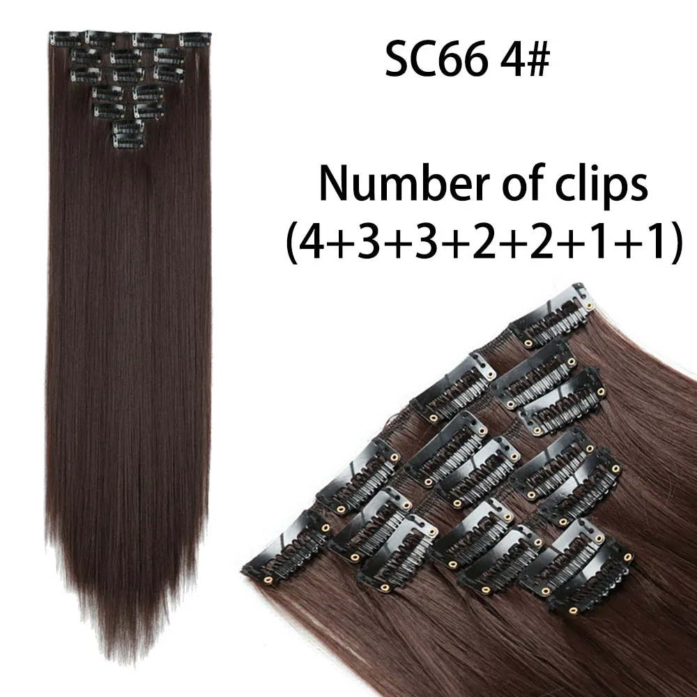 Beauty Long Straight Synthetic Hair 16 Clips 140G Extensions Clips