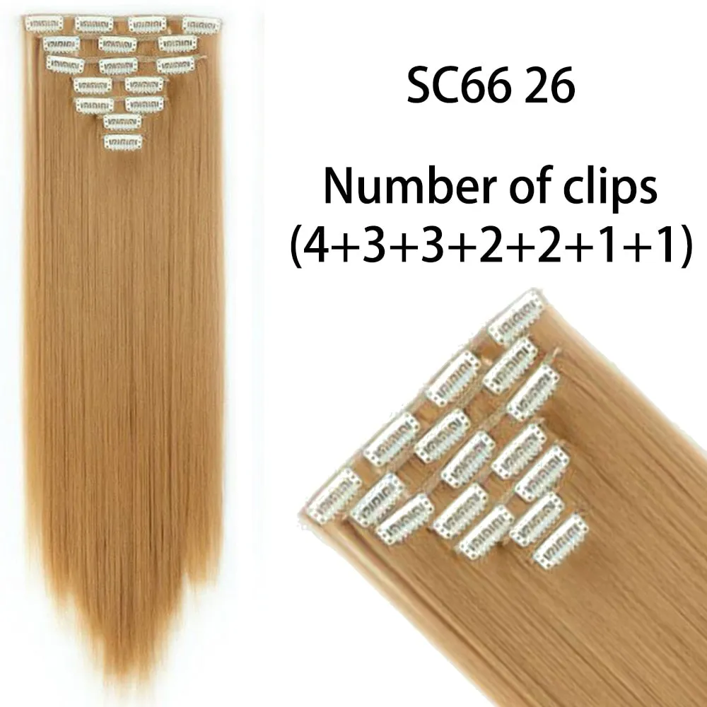 Beauty Long Straight Synthetic Hair 16 Clips 140G Extensions Clips