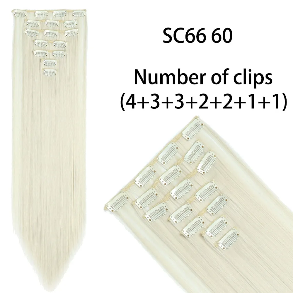 Beauty Long Straight Synthetic Hair 16 Clips 140G Extensions Clips