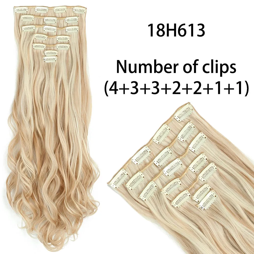 Beauty Long Straight Synthetic Hair 16 Clips 140G Extensions Clips