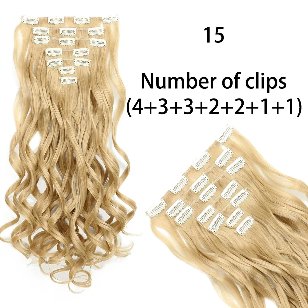 Beauty Long Straight Synthetic Hair 16 Clips 140G Extensions Clips