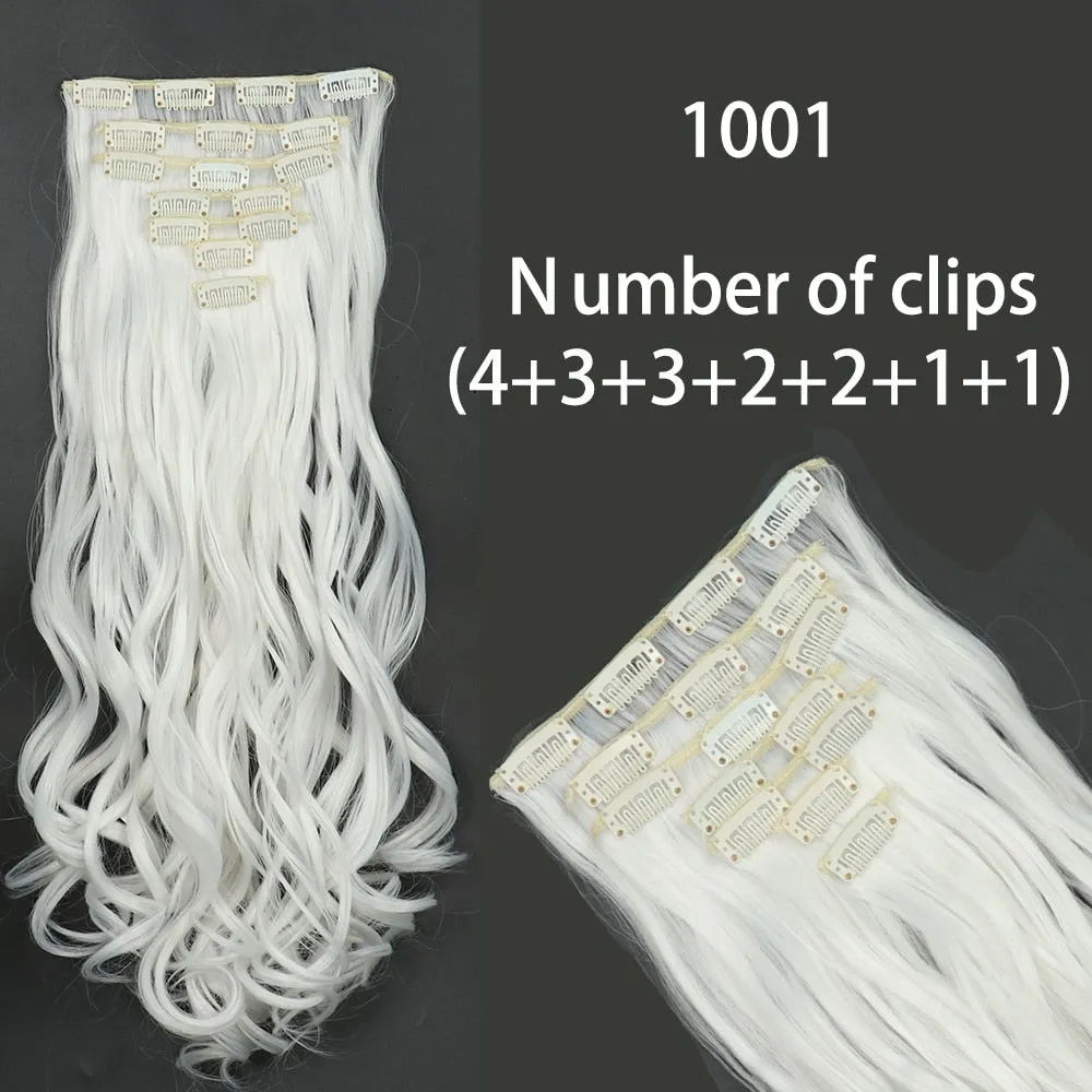 Beauty Long Straight Synthetic Hair 16 Clips 140G Extensions Clips