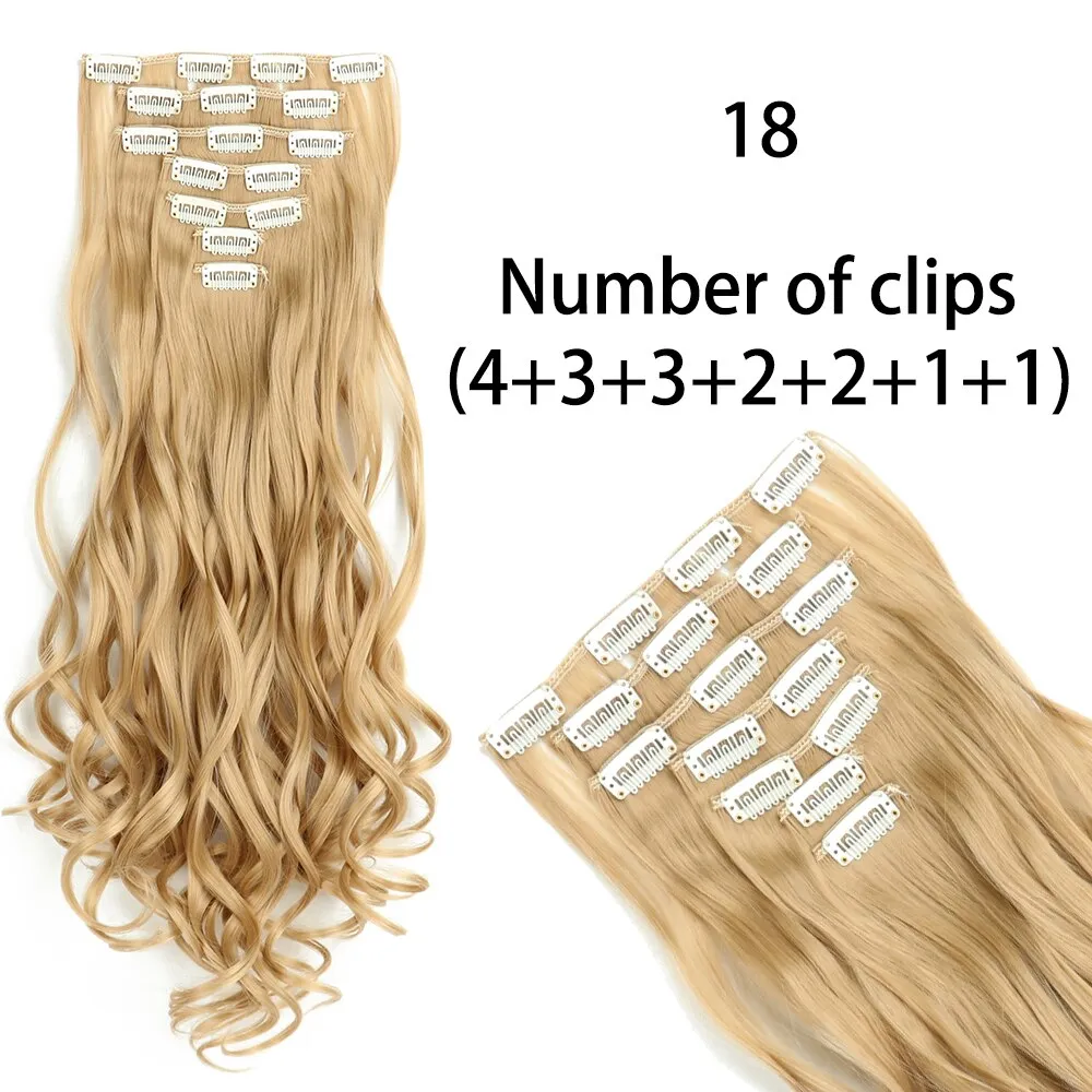 Beauty Long Straight Synthetic Hair 16 Clips 140G Extensions Clips