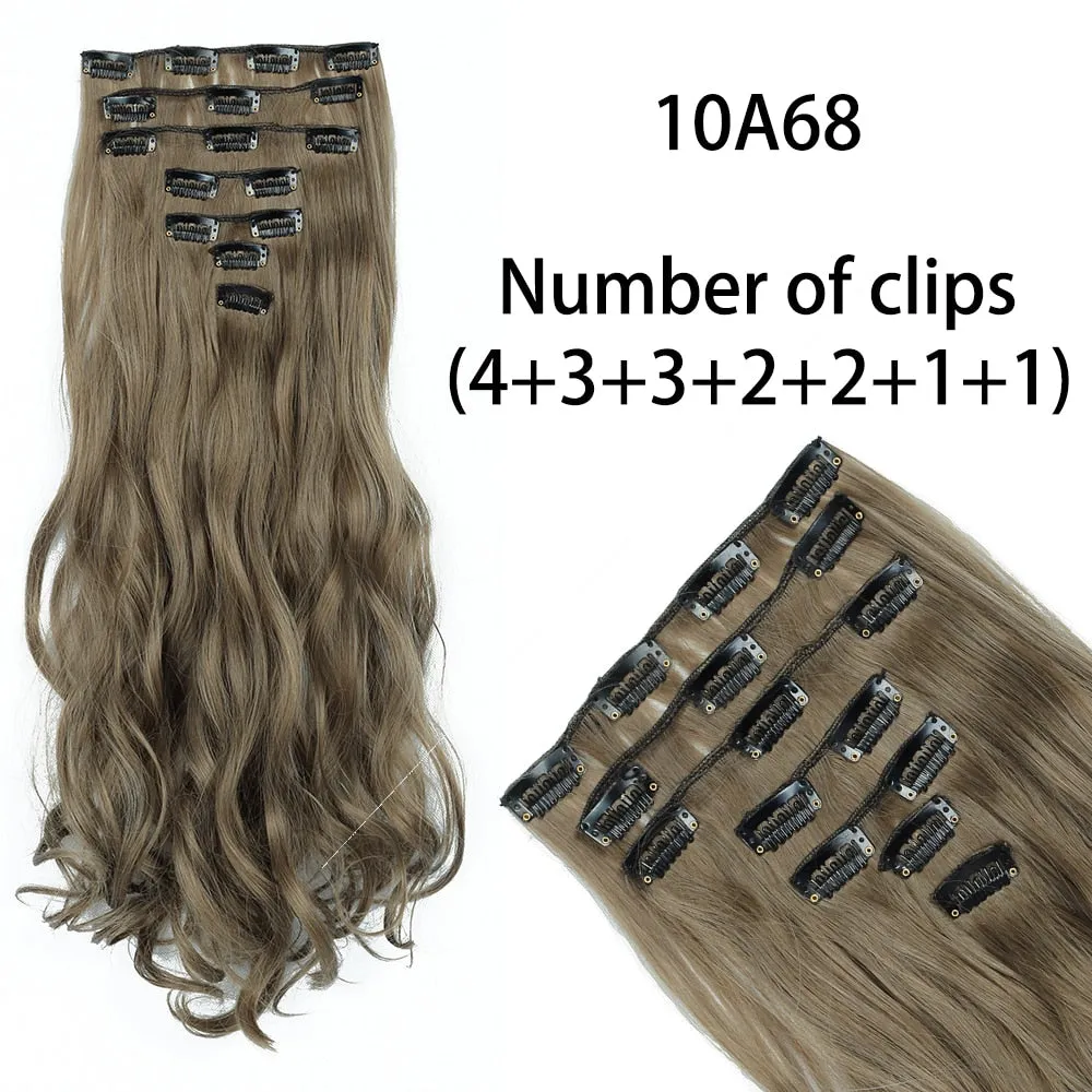 Beauty Long Straight Synthetic Hair 16 Clips 140G Extensions Clips