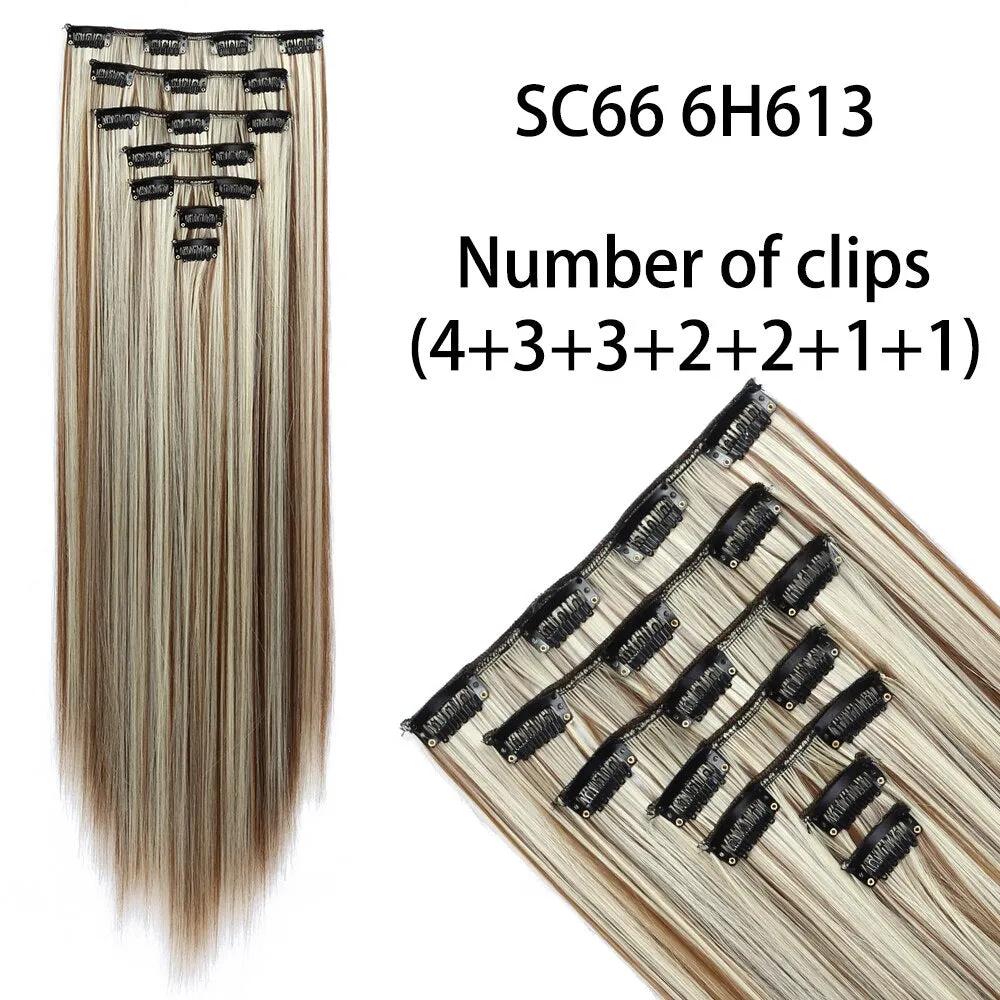 Beauty Long Straight Synthetic Hair 16 Clips 140G Extensions Clips